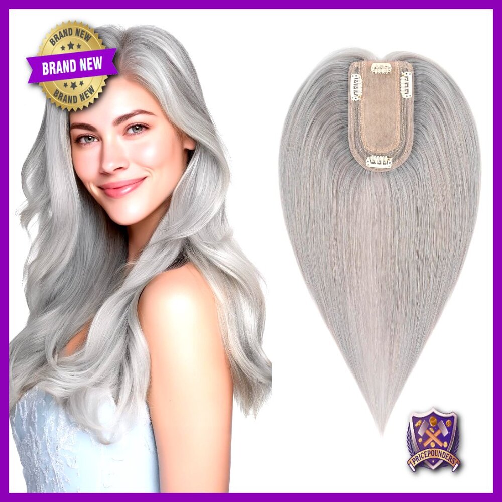 Real Human Hair Topper No Bangs Middle Part Instant Volume Anti-Slip Clips